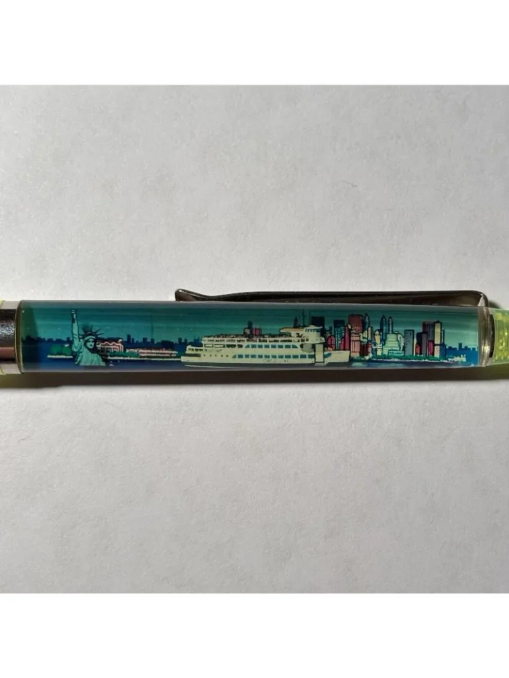 Statue of Liberty New York City Floaty Pen Ferry Boat Moves Lower Manhattan Vtg